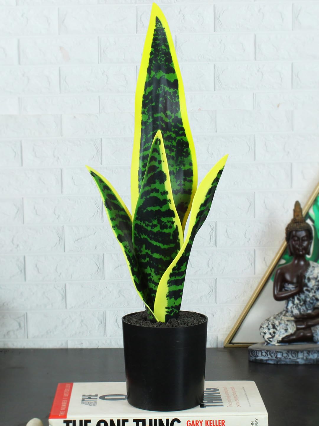 TIED RIBBONS Artificial Snake Plant with Pot for Home Decor Table Living Room Bedroom Office Restaurant Indoor Outdoor Decorative Fake Sansevieria Potted Plants (Multi, 35.5 cm x 9.6 cm)-image-46