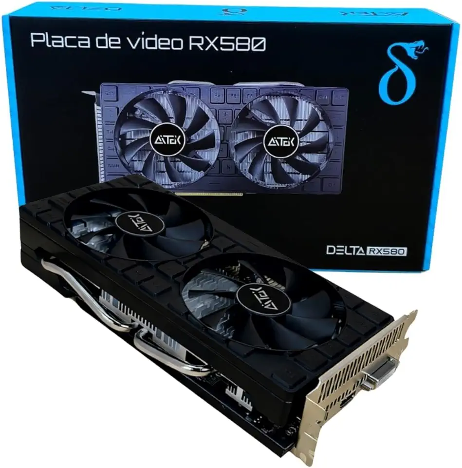 Placa de Vídeo AMD RX 580 8GB GDDR5 FHD/QHD 256-bit GPU 1286 MHz HDMI DisplayPort DVI, PCI Express 3.0, para Jogos Entretenimento