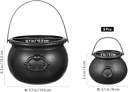 Miniatura 3 de Toyvian Paquete de 9 calderos negros, soporte para dulces de Halloween, caldero, mini calderos, regalos de fiesta, novedoso recipiente para dulces