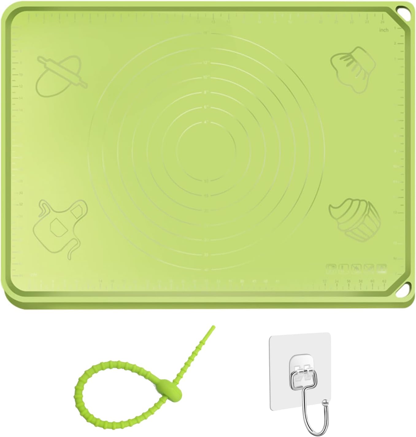 25×17Inch Rolling Board for Dough, Green Silicone Pastry Mat Non Stick Pie Crust