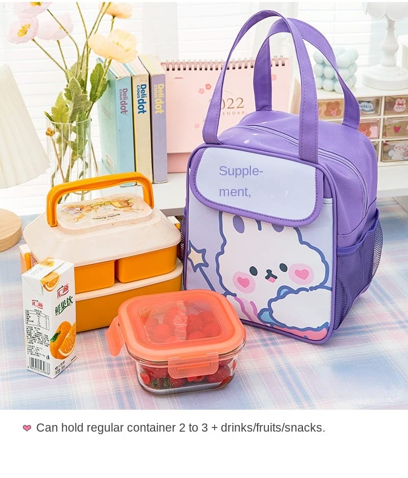 Borsa Termica Per Pranzo Kawaii Con Tracolla | Portavivande Isolato In Tessuto Oxford 600D | Ricamata A Tema Animale Per Bambini E Adulti | Scuola, Picnic, Viaggio