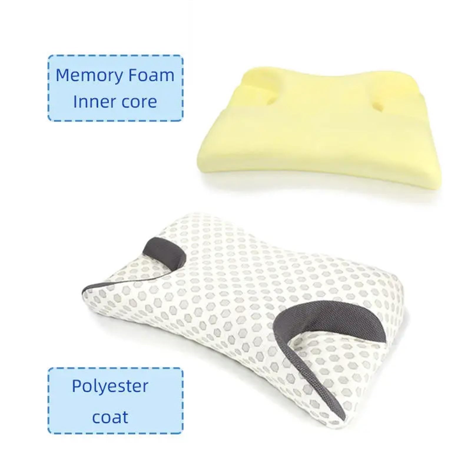 Almohada De Espuma Con Memoria Almohada de espuma viscoelástica for dormir, almohada cervical ergonómica for aliviar el dolor de cuello y hombros, almohada de apoyo ortopédica for personas que duermen