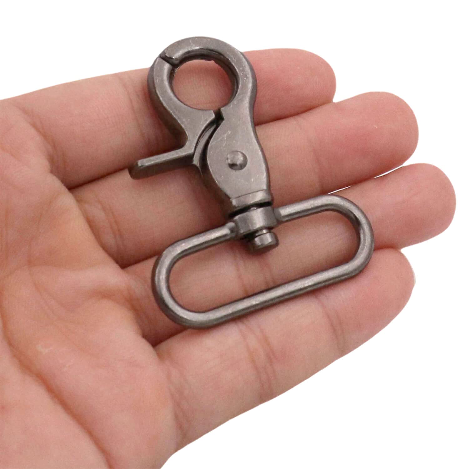 BIKICOCO 1-1/2'' Swivel Trigger Snap Hook Lobster Claw Clasp Spring Loaded Clip, Oval-Ring Ended, Gunmetal - Pack of 10 - Image 4