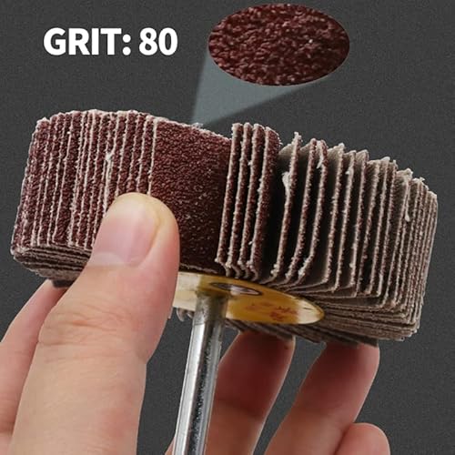 Torsor POLISHING WHEEL 6 Pack Sanding Flap Wheel 80 Grits Aluminum Oxide For Remove Rust Weld Burr 1/4 Shank Drill Rotary Tools Abrasive Cylindrical Flap Sander Handle Louver Grinding Head Sandpaper Impeller thumb #5