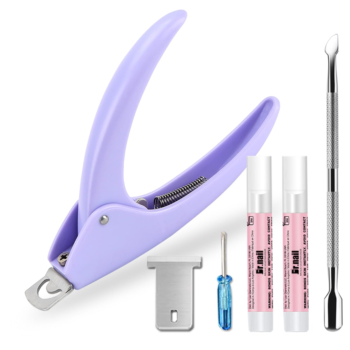 Dr.nail Professional Adjustable Acrylic Nail Cutter False Nails Clipper Fake Nail Clippers Nail Tip Trimmer for Artificial Nail Art Manicure Tools Clip Tool (Light purple)
