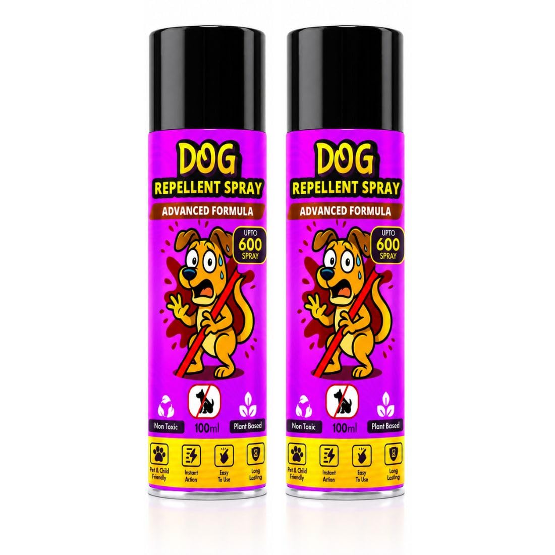 dog repellent spray outdoor for stray dogs | anti dog pee & poop spray for home, gate, car, garden, plants, balcony & parking area | dogs deterrent sprays to keep dogs away | easy to use (2 x 100ml)