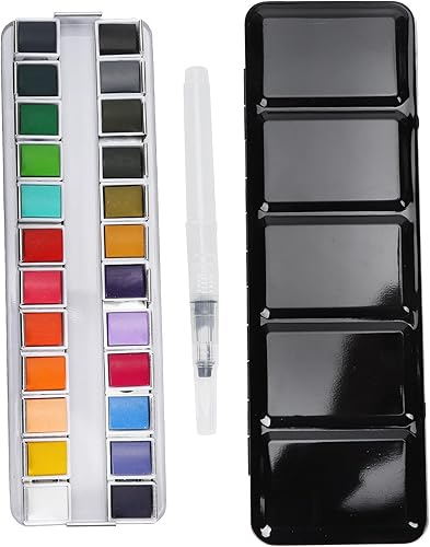 Miniatura 5 de Zerodis Juego de pintura de acuarela sólida, juego de pigmentos de acuarela de color no venenoso con caja, kit de acuarela portátil de viaje con