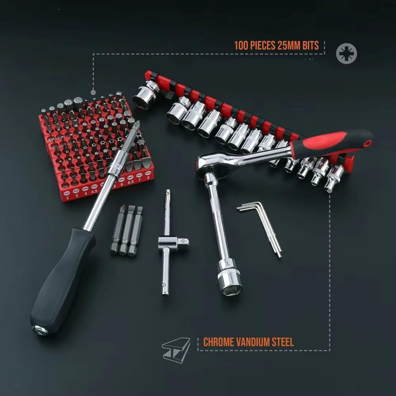 Set attrezzi da officina 1/4 Chiave A Bussola Regolabile 126 In 1 Set Di Prese A Cricchetto Set Di Punte Per Cacciavite Kit Di Strumenti Di Riparazione Manuale Per Uso Domestico