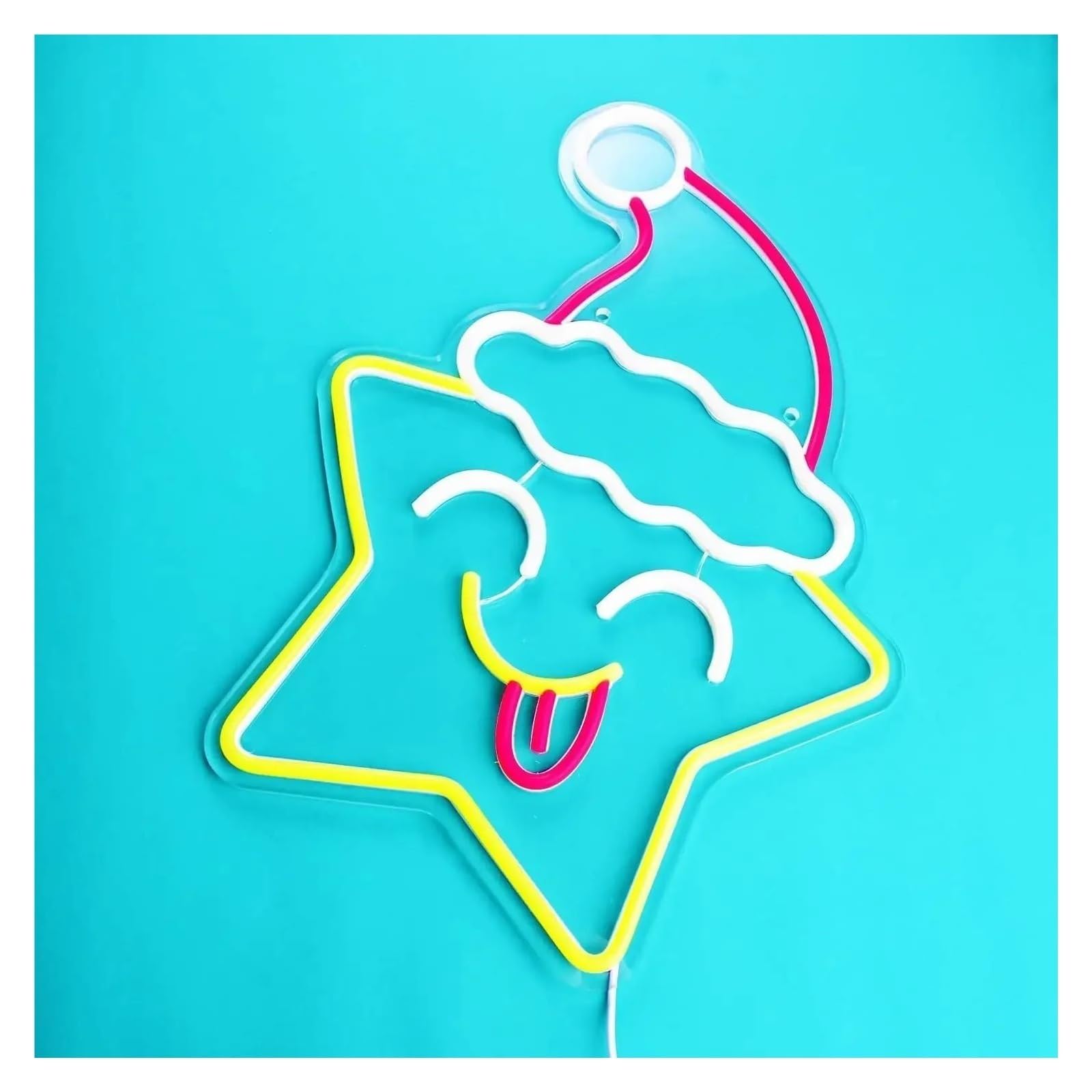luoliang Illuminazione al neon Per stella con cappello per insegna al per neon per luci LED divertenti sorriso alimentate tramite per 29,7cm × 39cm