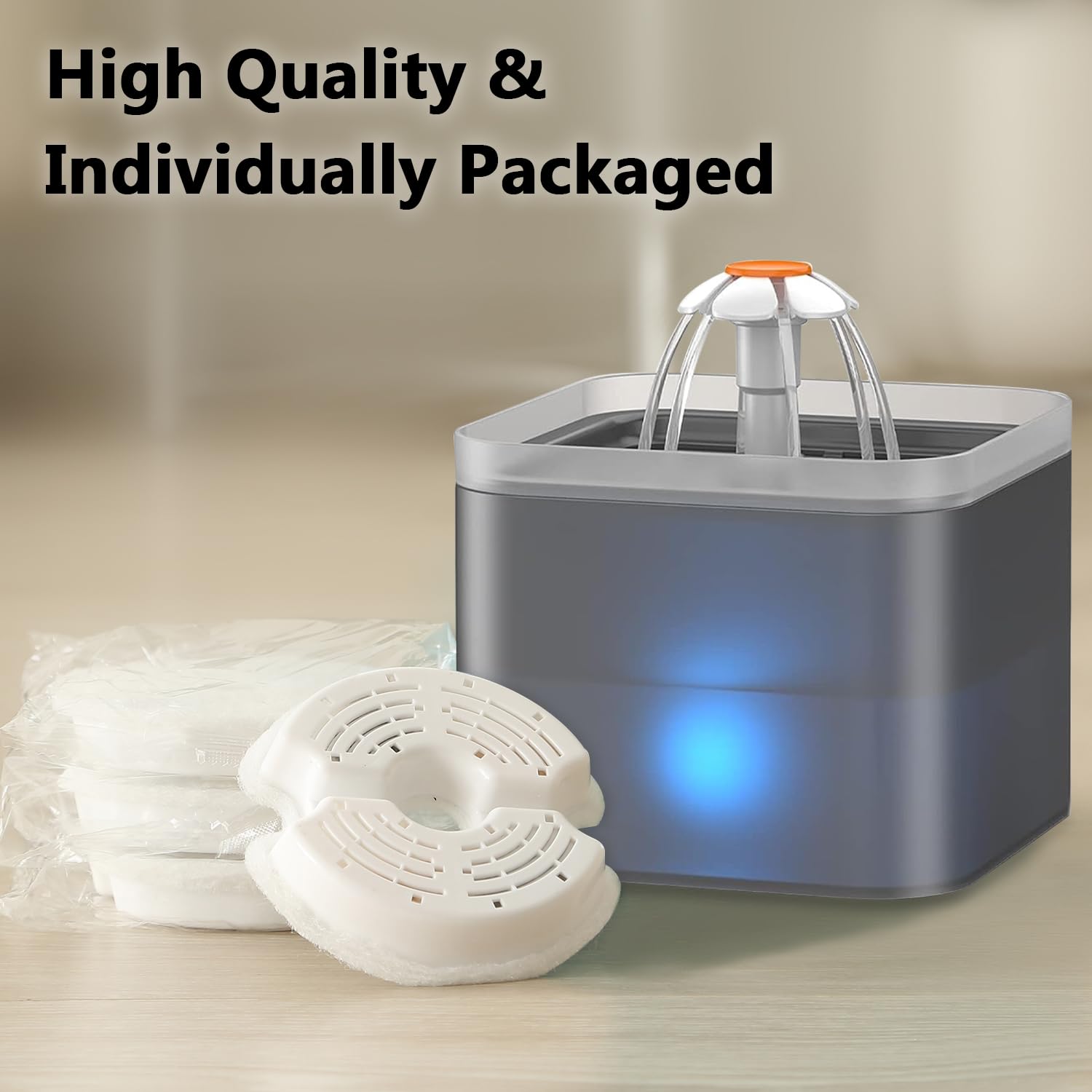 PewinGo Filtri Fontanella per Gatti 4Pezzi,Filtro di Ricambio per Fontana per Gatti, Tripla Filtrazione Soddisfa Le Esigenze Di Sostituzione Di 2-4 Mesi