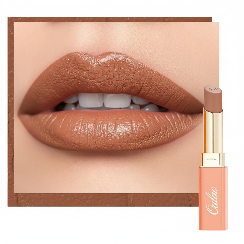 Oulac Orange Pflegender Lippenstift - Matte mit Satin Finish Lippenstifte, Cremige Textur, Feuchtigkeitsspendender Lippen, Langanhaltender Hochpigmentiert, Mit Shea Butter, Vegane, 4g, SG10 Bailey