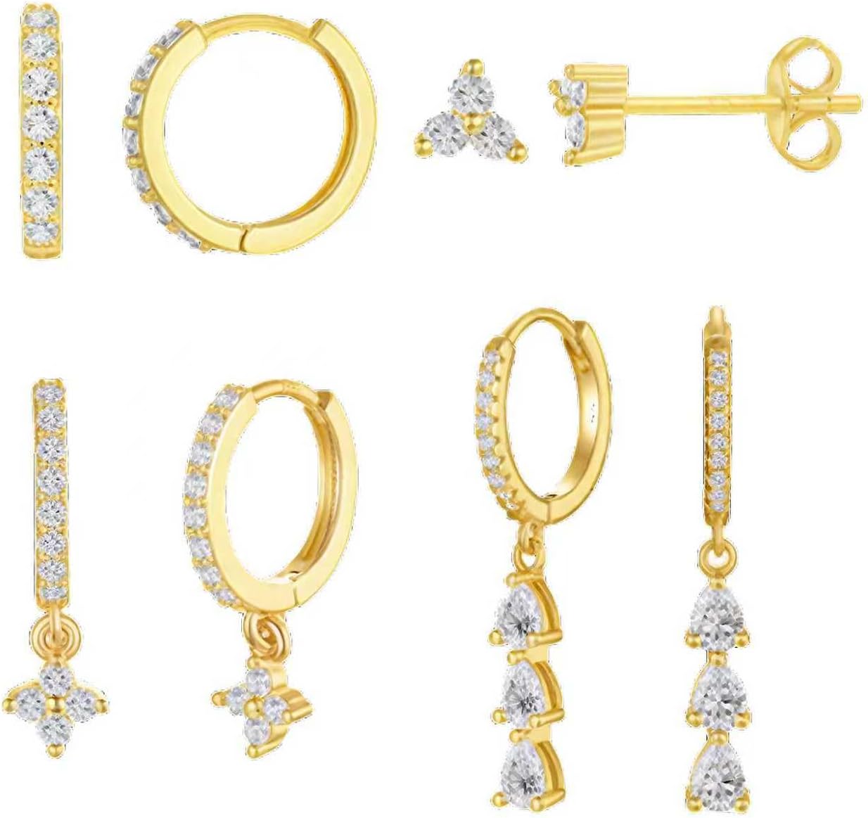 Small Huggie Gold Hoop Earrings Set for Women, 14K Plated Hypoallergenic Cartilage Helix Earring Stacks for Multiple Piercings, Lightweight Mini Dainty Packs Jewelry Gifts for Women