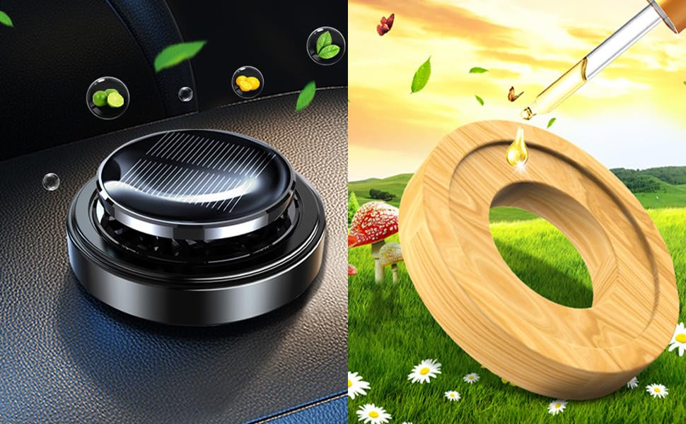 Image of 1 Pack Fragrance Tablet Ring, 3 Bottles of Solar Car Air Freshener Refills (2 Fragrance Scented Cologne /Ocean Essentil Oils Refill) Perfume Oil for Car Air Fresheners Air Purifier Aromatic Diffuser