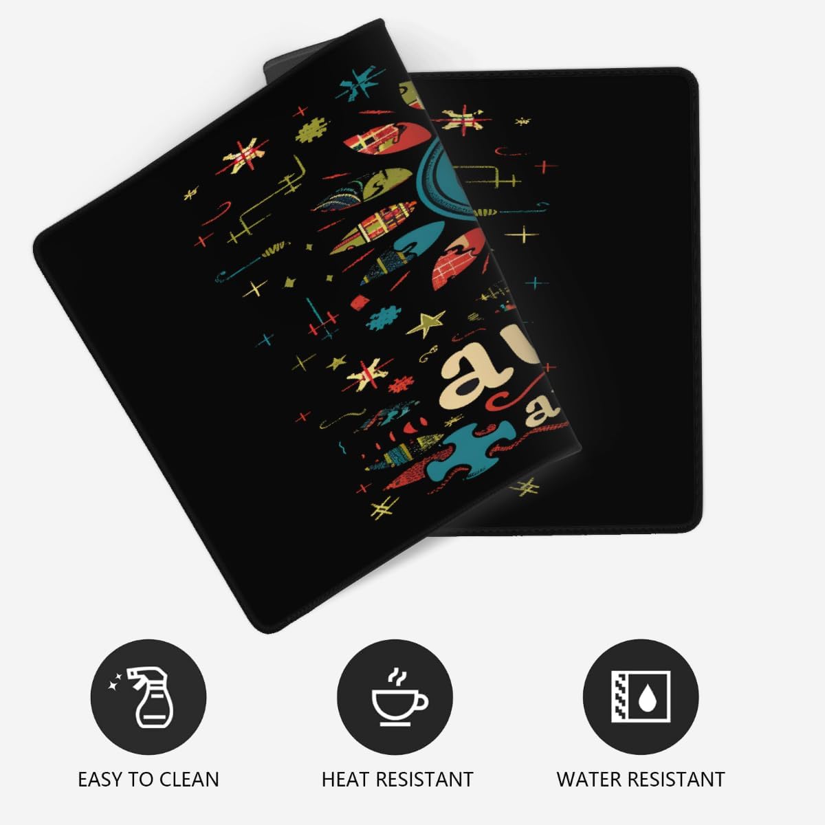 Large Mouse Mat Autism Colored Light Bulb Computer Mousepad with Non-Slip Rubber Base Waterproof Mouse Pad Desktop Keyboard Pad for Gamer,Home School Laptop Office Accessories,35.4x15.7 in