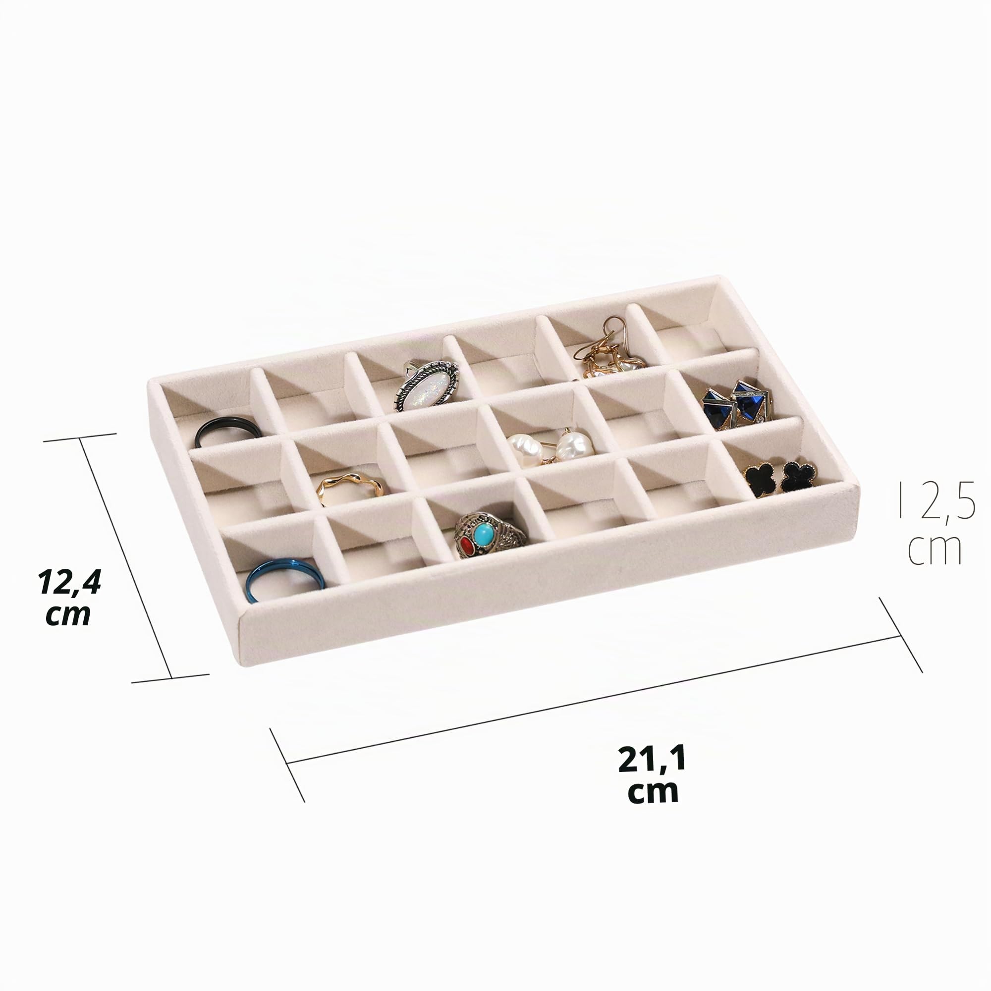 Frebeauty Lot de 9 plateaux de rangement de bijoux empilables en velours, inserts de tiroirs et boucles d'oreilles pour femmes et filles, présentoir de bijoux pour bagues, colliers et clous d'oreilles