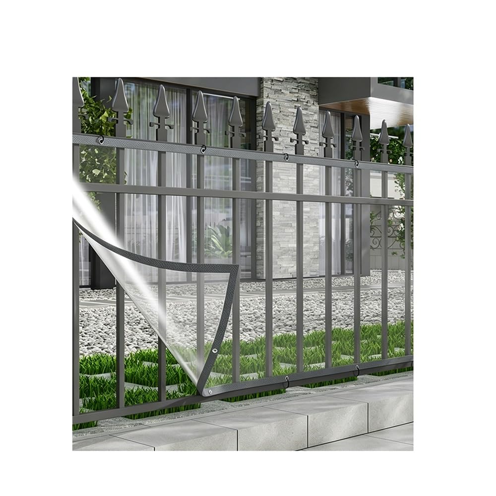 LHHDMA Clear Balcony Privacy Screen, Waterproof PVC Railing Cover with Reinforced Edges, Grommets and Cable Ties for Patio Deck Fence(B,100x200cm)