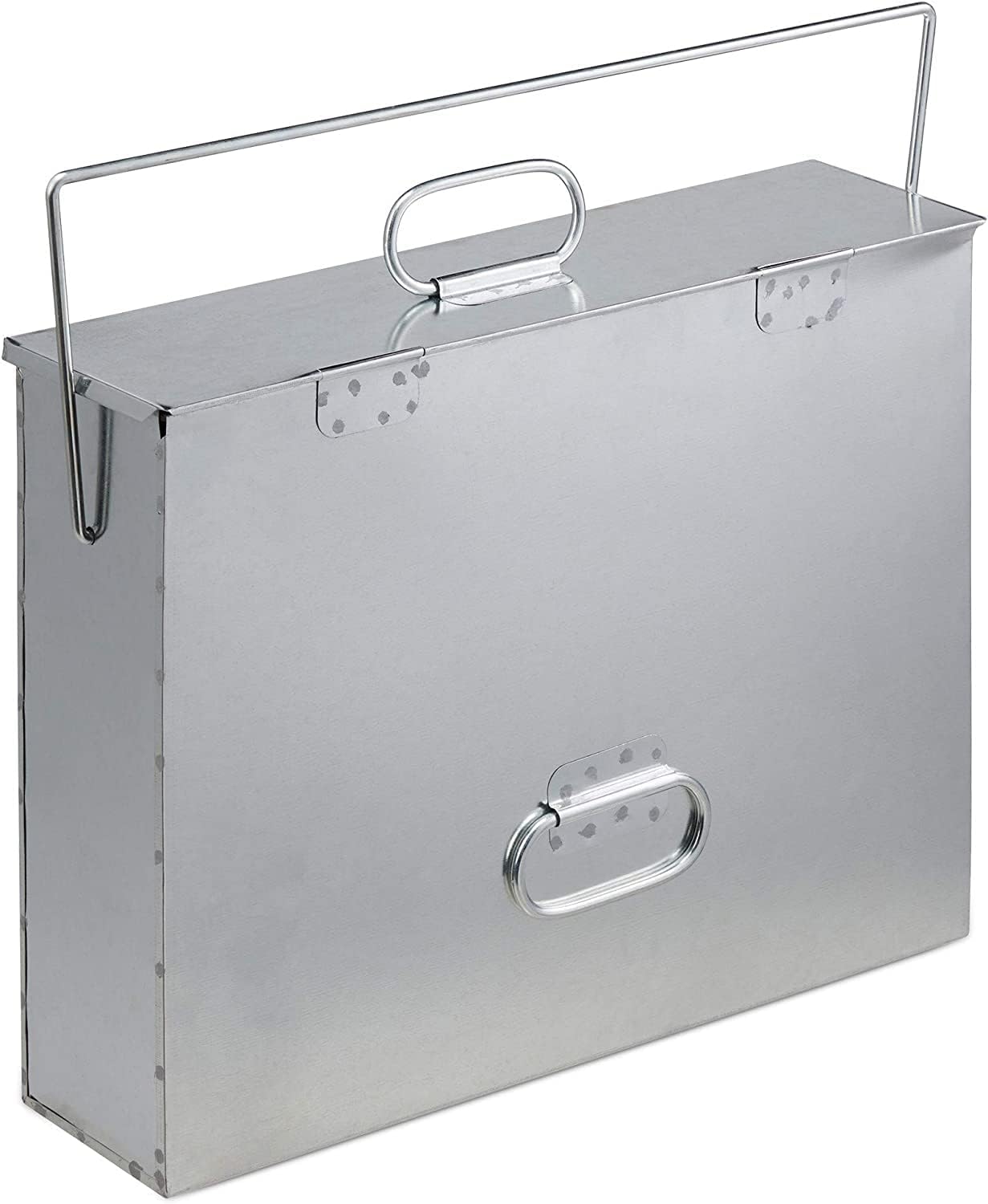 UniverseGismo® Fire Side GALVANISED Metal HOT ASH Box Carrier Silver