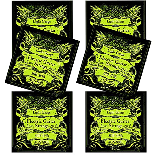 アリアプロツー エレキギター弦 AriaProII Electric Guitar Strings AGS-800 (AGS-800L Light 10-46, 6セット)