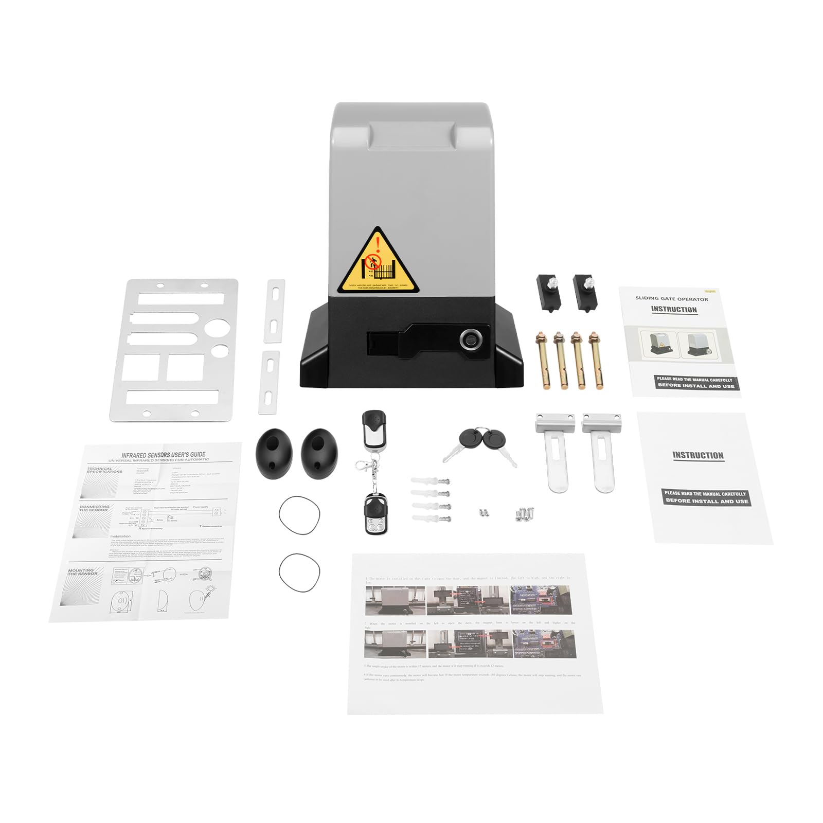 Abre puerta corrediza, puerta del motor, puerta automática, puerta corrediza motor 750W cobre, control remoto, infrarrojo seguridad, cierre Reg, manual de emergencia, IP44, 27x19.8x33cm, Casa Villa