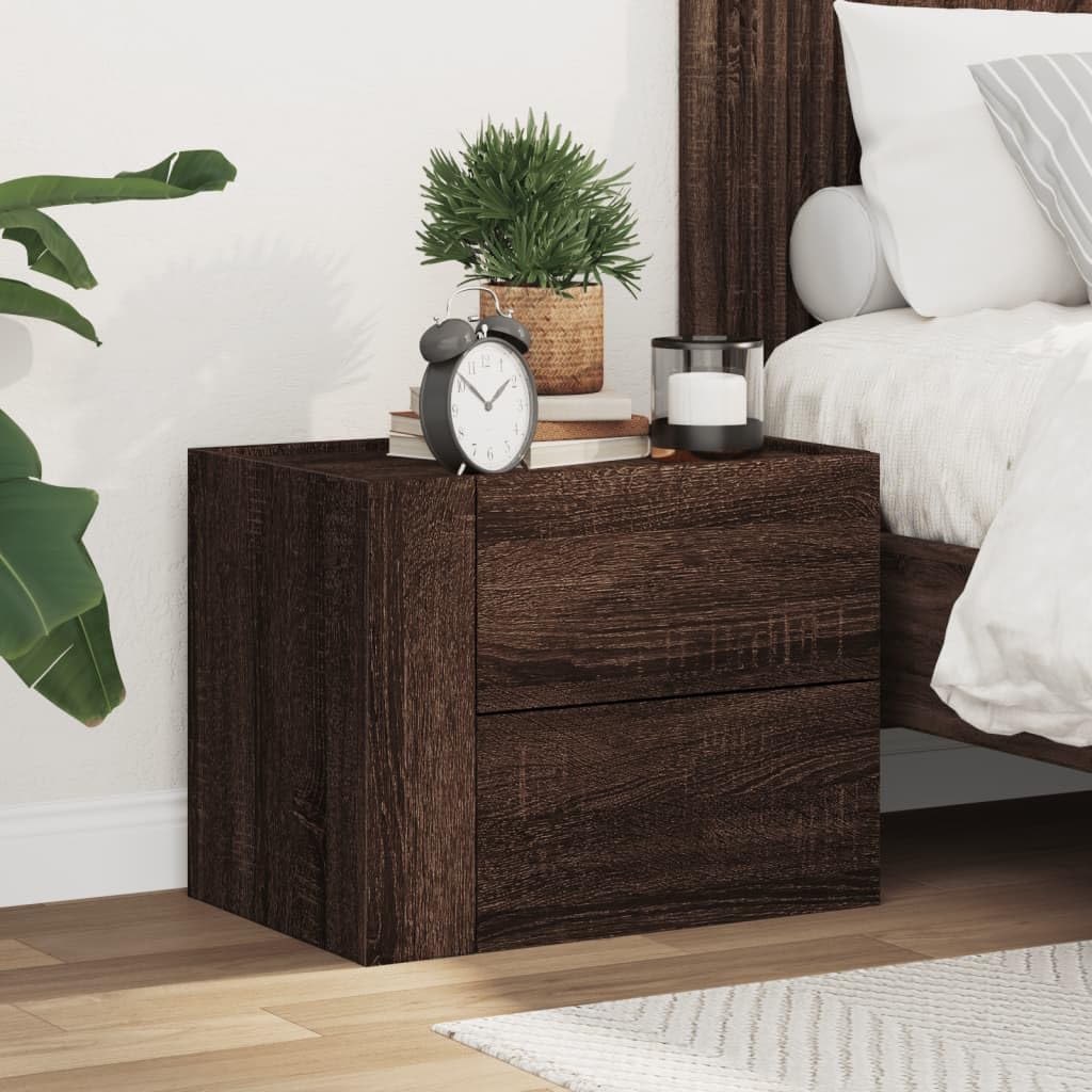 Table de Chevet Murale Chêne Marron au Design Moderne et Finition Soignée en Bois