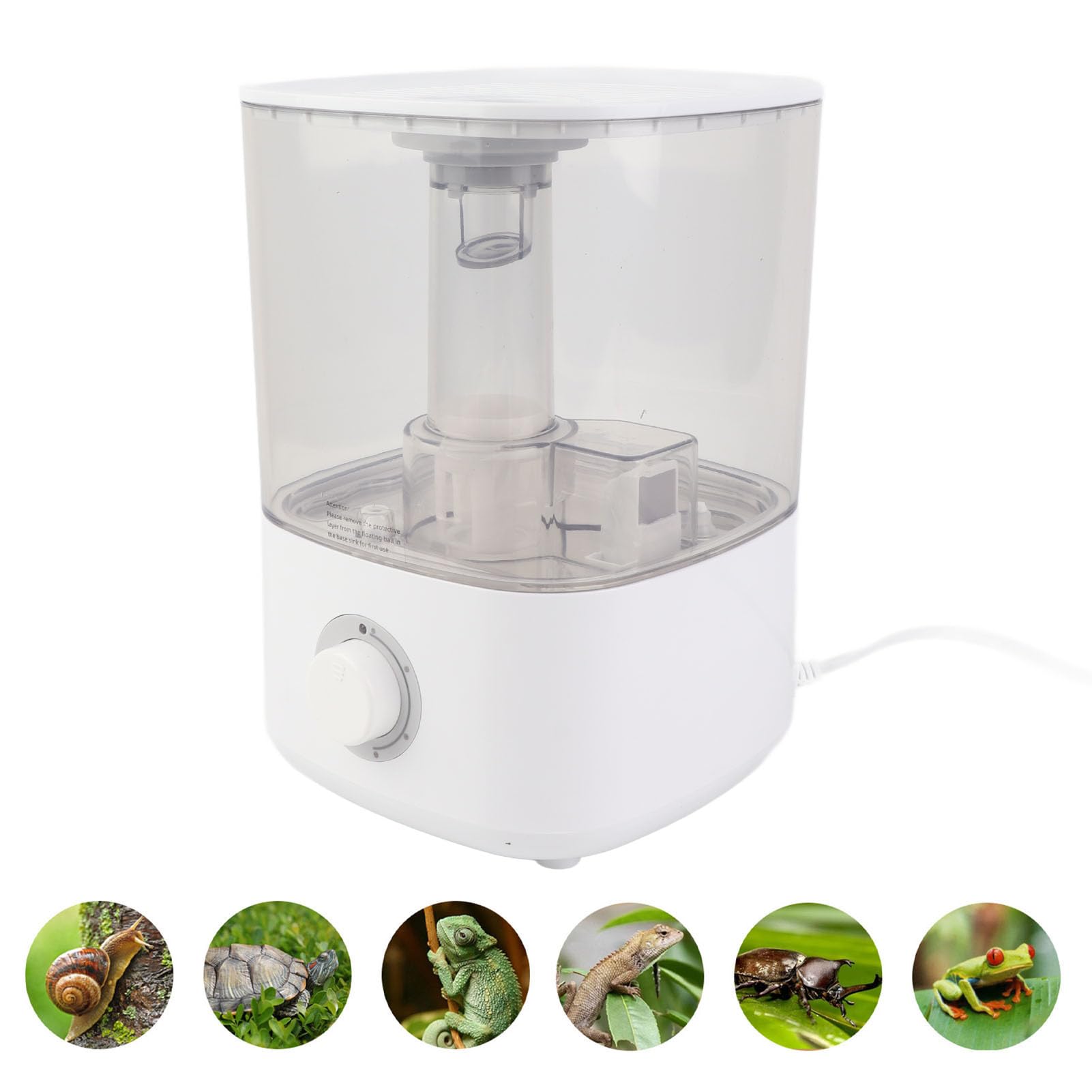 SIXRUN Umidificatore per Rettili, Macchina per Nebulizzazione Versatile Trasparente, per Piante di Rettili, Serbatoio Dell'acqua da 2,5 Litri