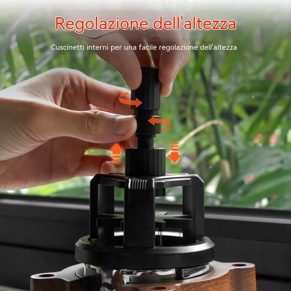Strumento WDT 51/53/58mm regolabile per espresso – Utensile di distribuzione con 10 aghi in acciaio inox – Agitatore magnetico per caffè per macchina da espresso (53mm)