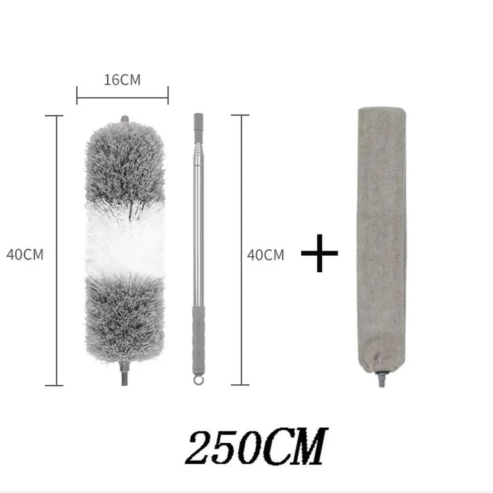 Plumero Hogar telescópico Microfibra Gap Duster Mango Largo fregona Muebles de Coche Herramienta Limpieza(Gray-White-250-Set1)