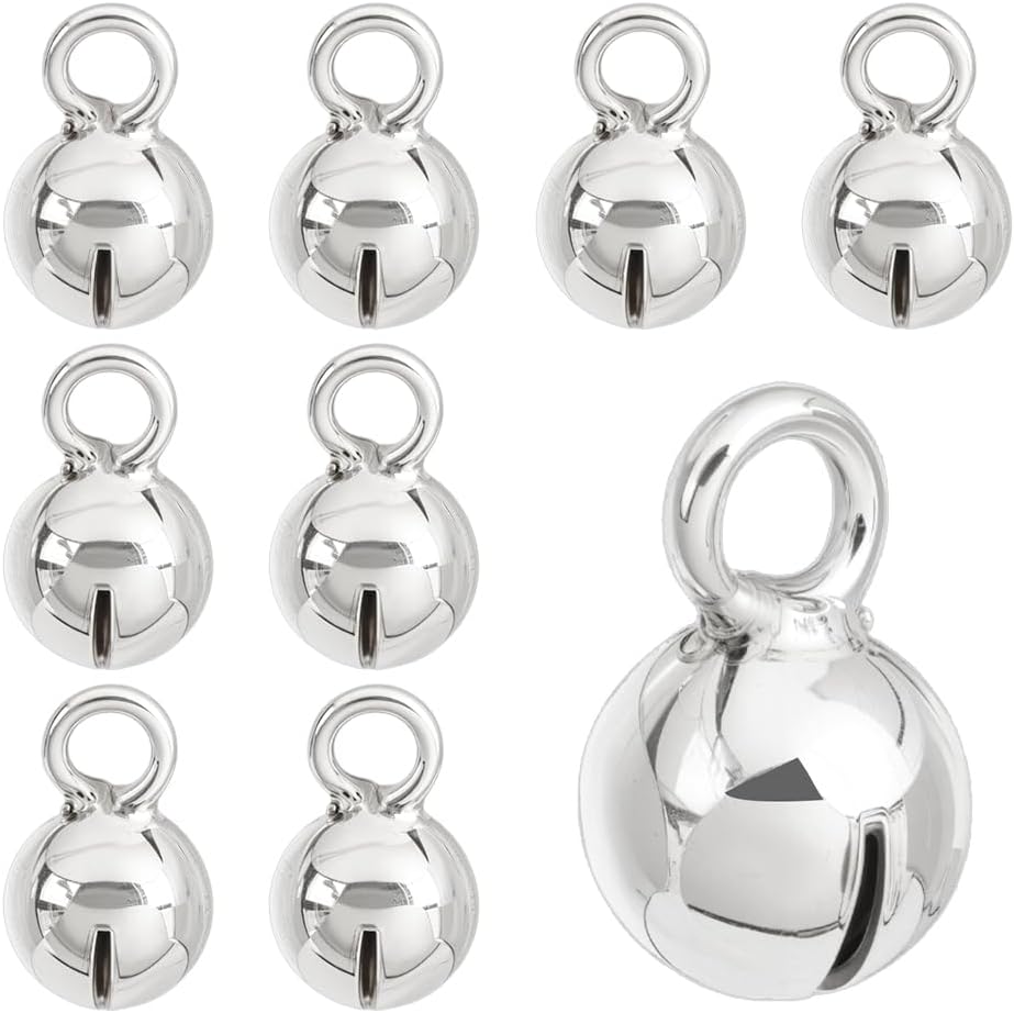 BENECREAT 8 Pcs 925 Sterling Silver Bell Pendants, 1/5 Inch Wide Mini Jingle Bells Dangle Charm for Necklace Pendants Earrings Jewelry Making DIY Crafts Findings