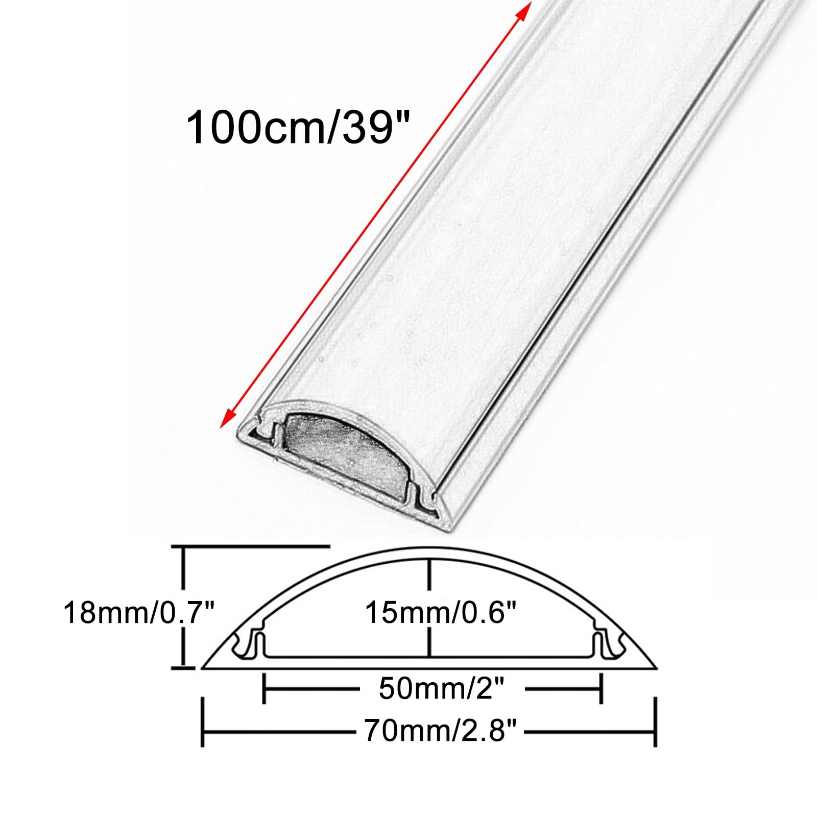 Rampa protectora de cable para pasillos, capacidad de carga de 440 libras, diseño cortable para oficinas y centros comerciales, material de goma duradero, 100 cm x 3 cm x 1,1 cm