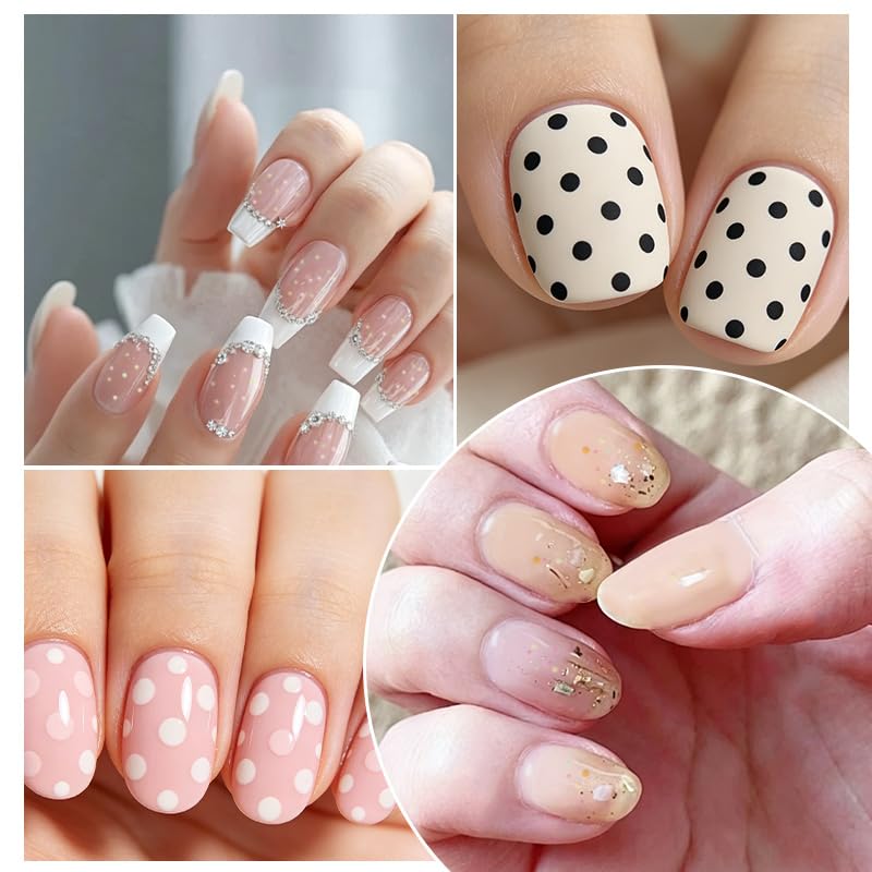 2Pcs Nail Dotting Tool, 6-in-1 Circular Dotting Tools Nail Art Pen, Stainless Steel Polka Dot Nail Tool Kit in 2 Colors for Pattern Tracing, Embossing, Painting, Professional Salon & Home Use