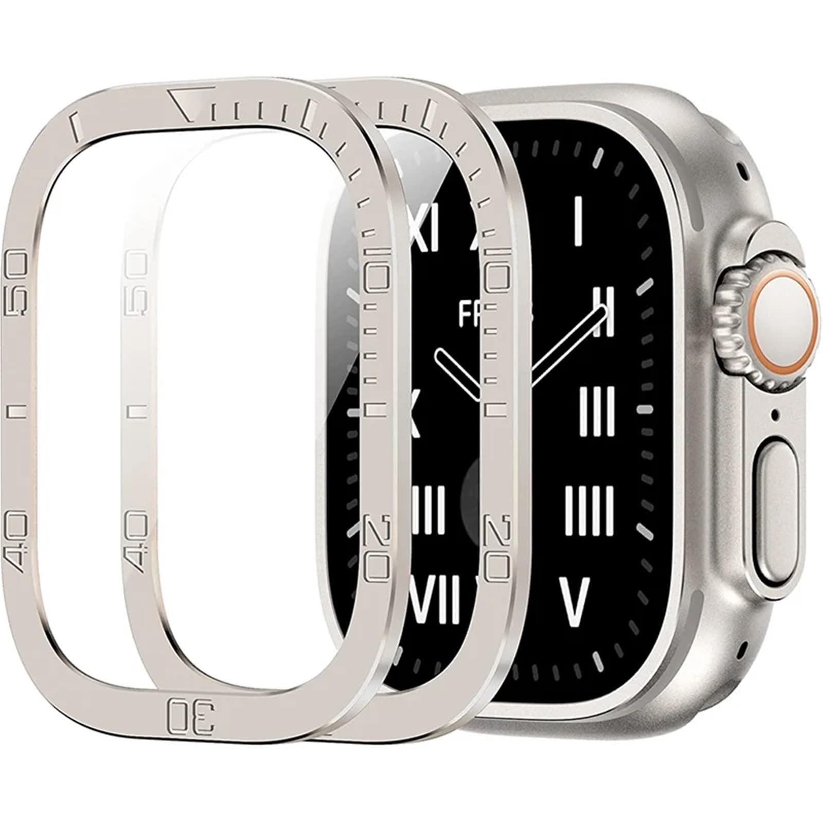 SCHIK Vetro temperato per Apple Watch Ultra 2 49mm Protezione schermo Telaio in metallo antigraffio per accessori IWatch Series Ultra 49mm