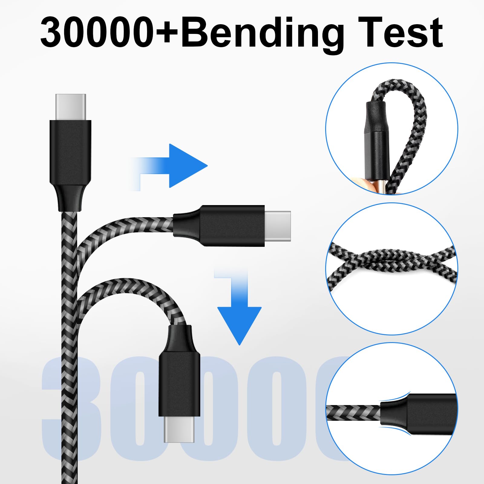 Cable USB C Carga Rapida, [3Pack 2M] 3A Cable USB Tipo C Nylon para iPhone 15 Pro Max, iPad Pro, Samsung Galaxy S24 S23 S22