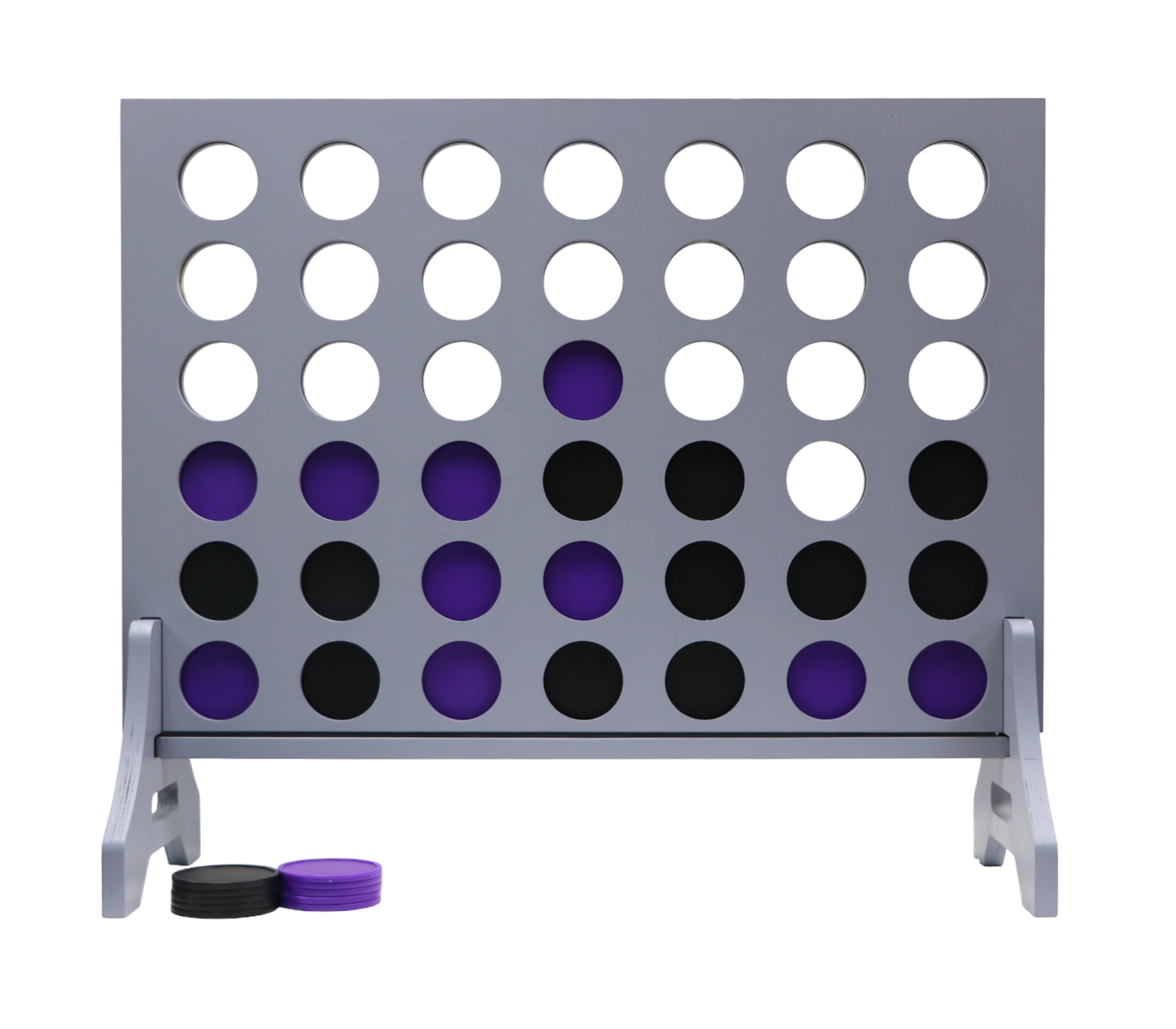 Giant 4 in a Row Game for Family &amp; Adults – Tailgating Pros Jumbo Grey Wooden Four in a Row Indoor &amp; Outdoor Yard Game for Family Party Fun, Portable Activities for Patio, Backyard, and Camping