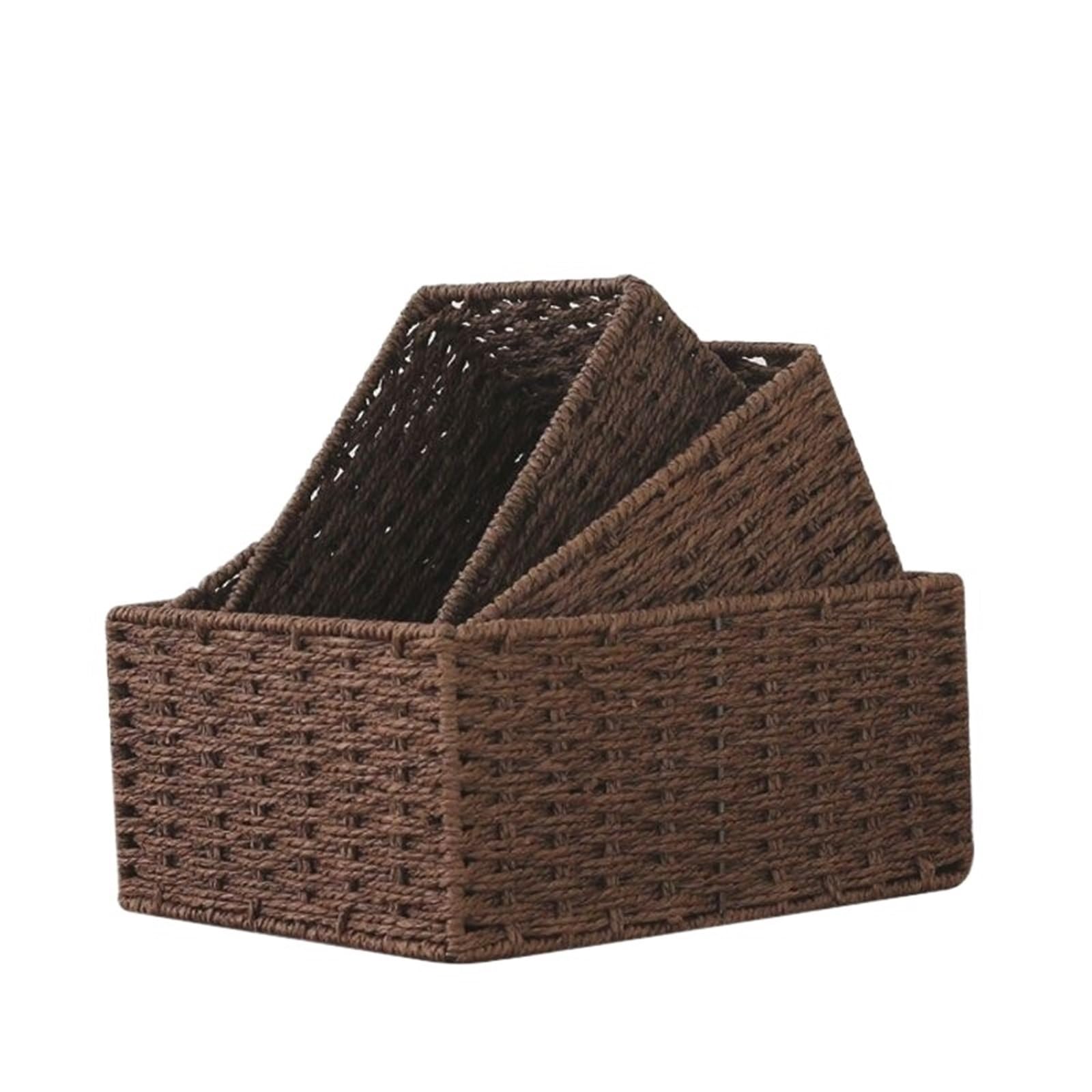 wicker basket storage 3PCS/Set Wicker Baskets For Organising Pack Of Nesting Storage For Shelves For Bathroom Shelf(Color3)