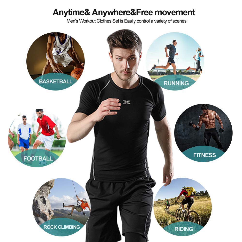 Superora Zestaw odzieży fitness, 5 sztuk, męski strój sportowy