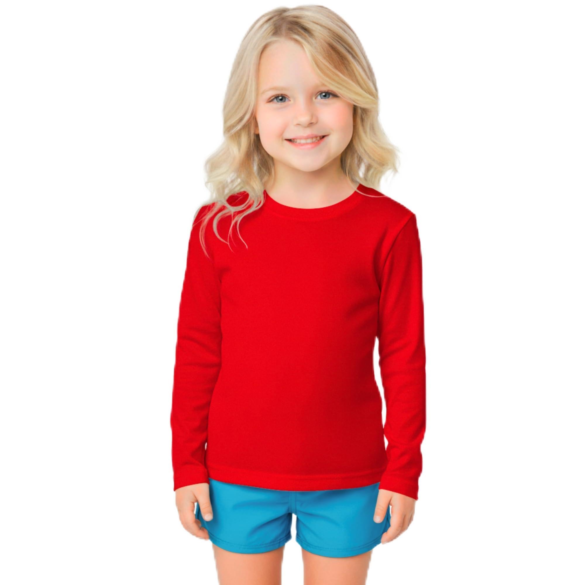 INGEAR Girls Long Sleeve Rash Guard Swim Shirt Outdoor Sports Shirt Lightweight Athletic Tee Protective Quick Dry