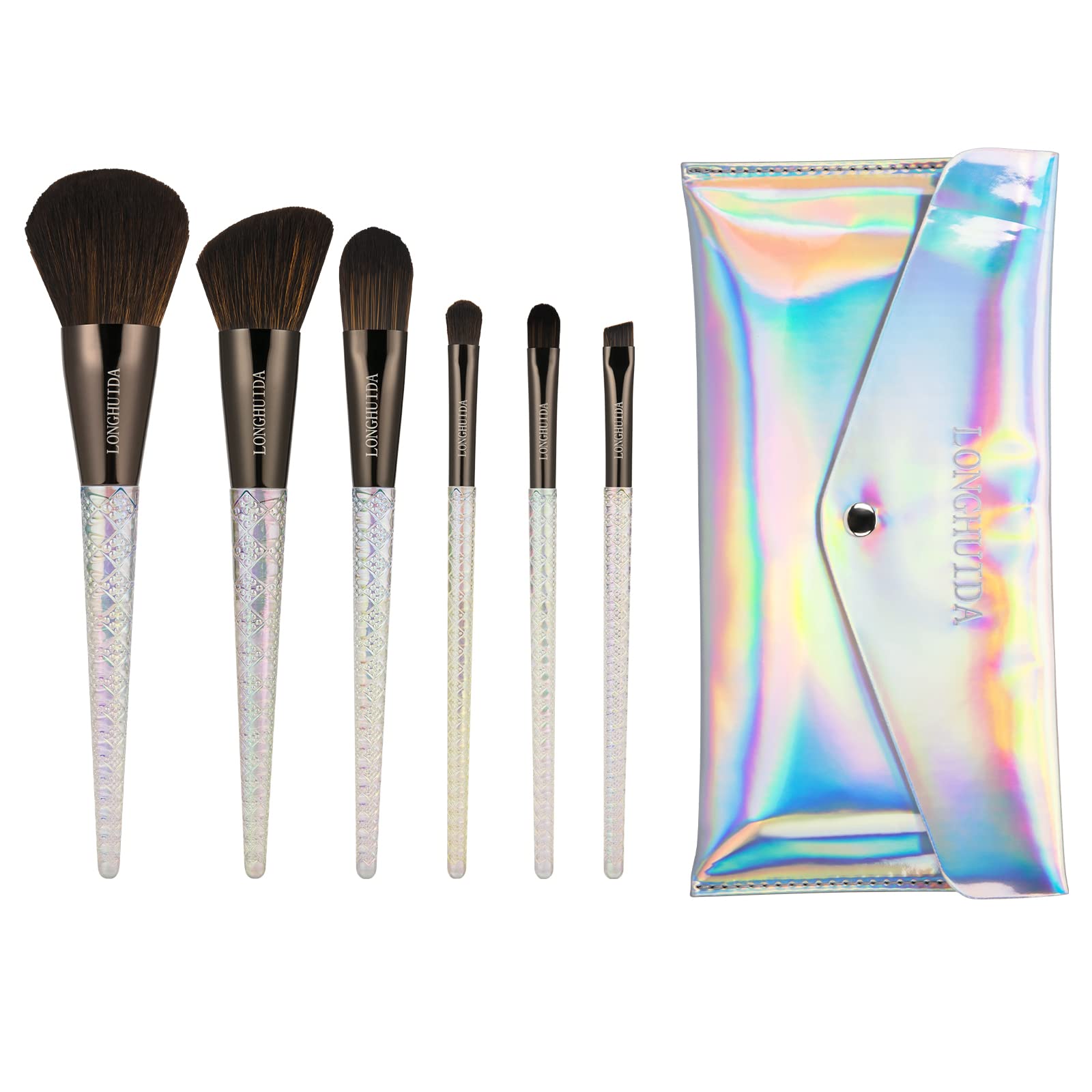 Ansxiy Makeup Brushes Set with Case - 6 pcs Premium Synthetic Make up Brushes Kit with Foundation Face Powder Blush Eye shadows Brush,Portable,Easy to Clean