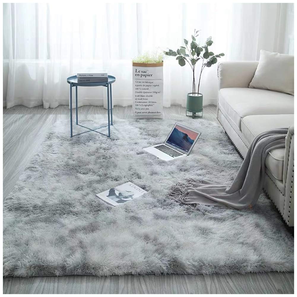 Miękki w dotyku dywanik tie-dye dywany antypoślizgowy dywan kudłaty dywany puszyste sztuczne futro dywan podłogowy dywan do salonu sypialni, szary 2, 120 x 200 cm