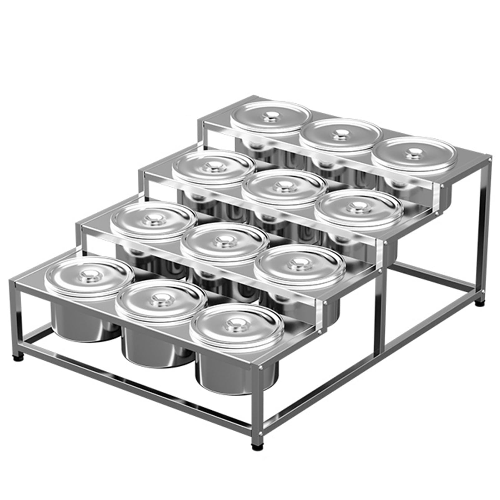 Aserzenith 57X74x31cm Stainless Steel Spice Racks With Pans And Lids, Commercial Spice Rack Set For Kitchen Buffets, Countertop Dispenser Condiment Racks For Seasoning Sauce Salad Jam Ingredients,