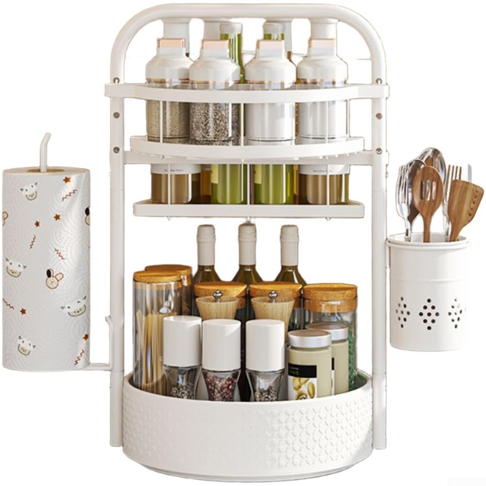 Organizer da cucina con portaposate e rotolo di carta (bianco piccolo)
