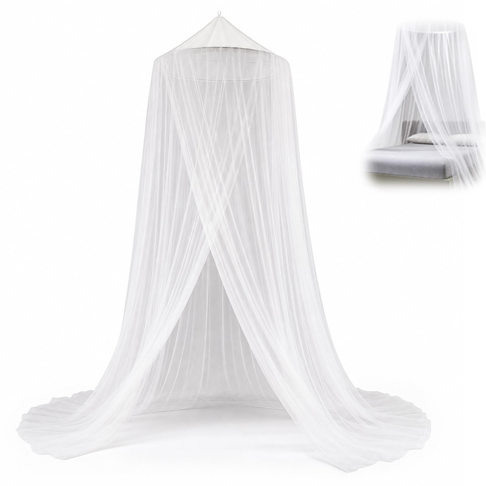Mosquito Net for Bed,Mosquito Net Dome Tent,Large White Bed Canopy, Hanging Bed Net, Easy Installation Ideal - Hanging Net for Outdoor & Bedroom Use, Travel,Portable Mosquito Protection for Travelers