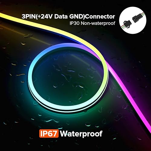 Miniatura 2 de BTF-LIGHTING WS2811 IC RGB Persiguiendo Color Lado Emisión Luz de neón 16.4FT DC24V 90IC 108LEDm T0615 IP67 Tira LED de cuerda direccionable