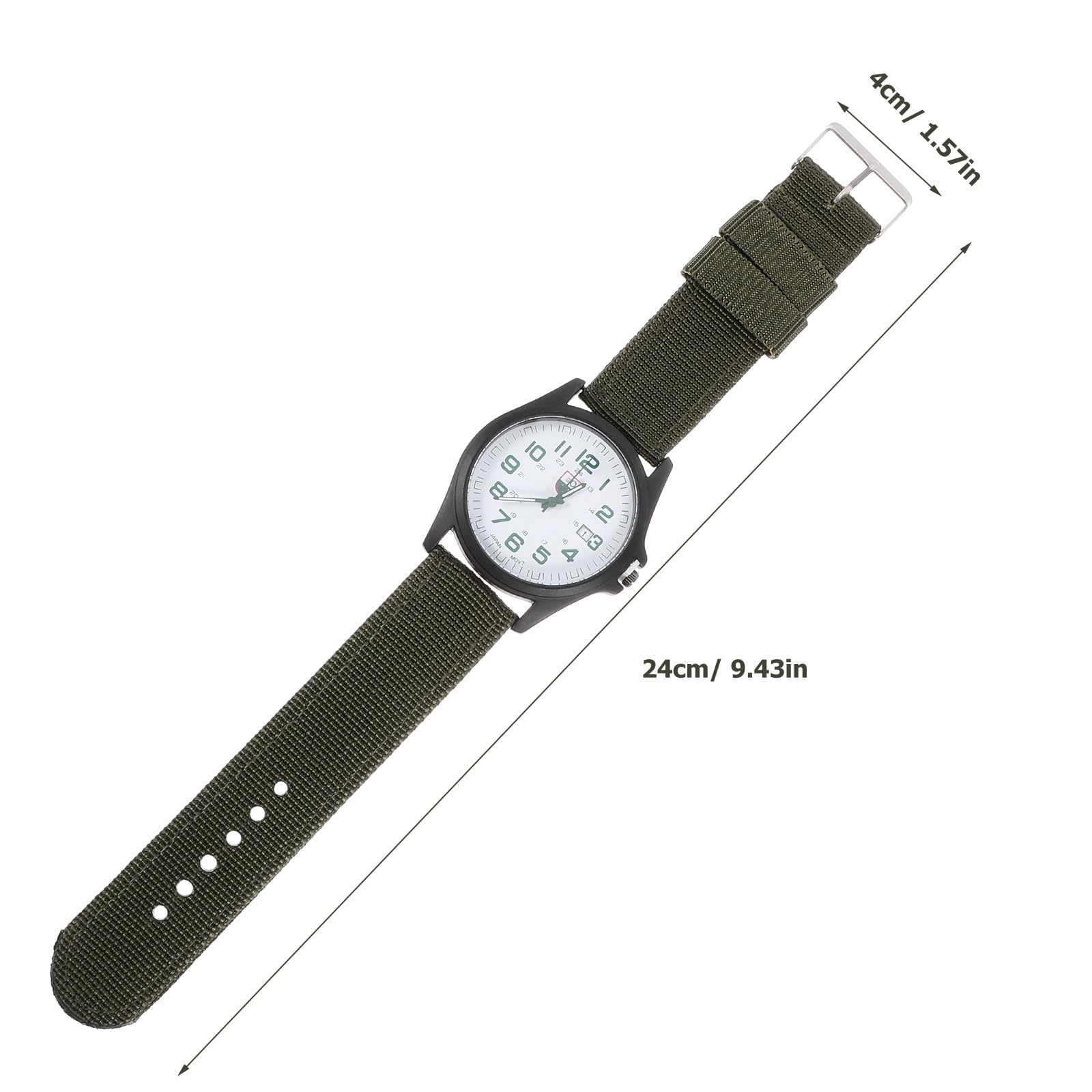 Kisangel Reloj Calendario Integrado para Hombre de Pulsera de Cuarzo Correa de Nylon Verde, Diseño Creativo y Acabado Fino Adecuado para Uso Deportivo y Casual