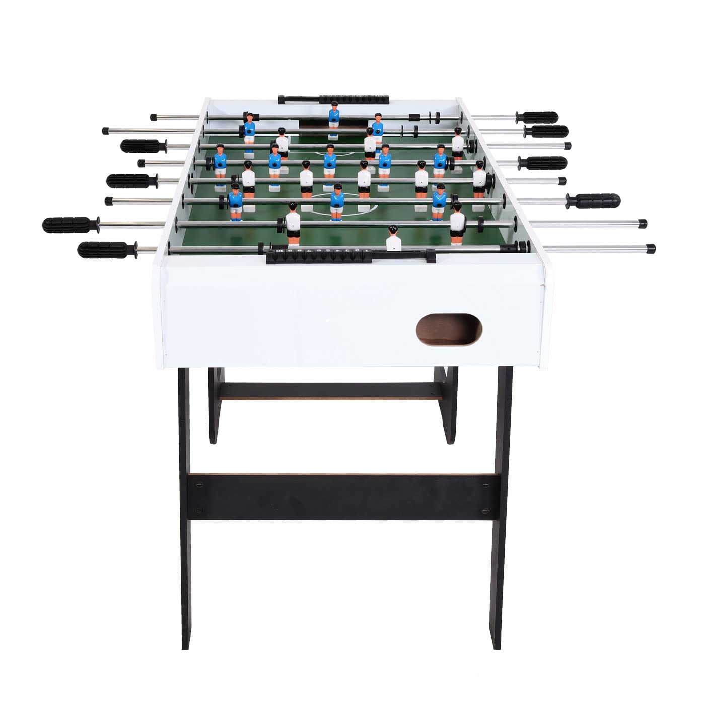 Mendler - Futbolín de mesa London, mesa de fútbol de mesa plegable 84x121x105 - blanco/verde con motivo de fútbol