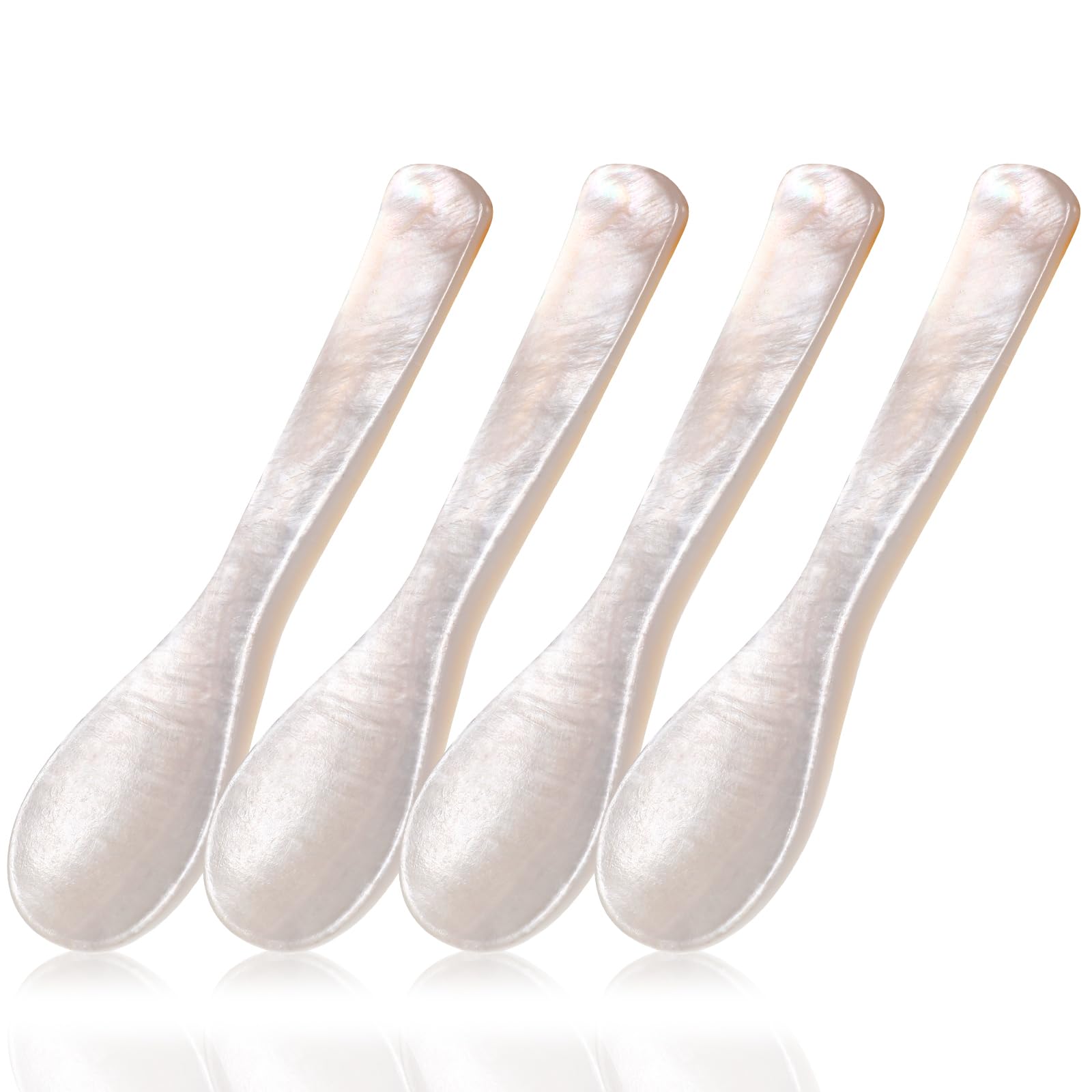 Muiltvoe 4Pcs Caviar Spoons, 3.5 Inch Mother of Pearl Spoon Hand Craft Shell Spoon for Caviar, Ice Cream, Eggs, Coffee, Salt, Jam, Restaurant Serving