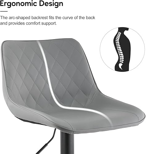 Miniatura 7 de CLIPOP Juego de 4 taburetes de bar giratorios de 360 , taburete de bar de altura ajustable de piel sintética con patrón de diamante trasero,