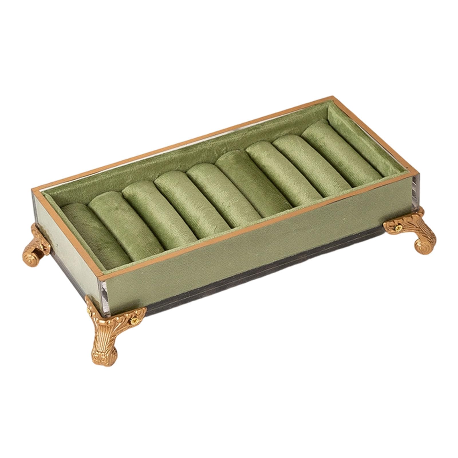 NRVTRE Rectangular Jewelry Storage Tray with Rolled Slots, Fleece Showcases Holder for Rings Studs and Small Pins Display Earring Holder