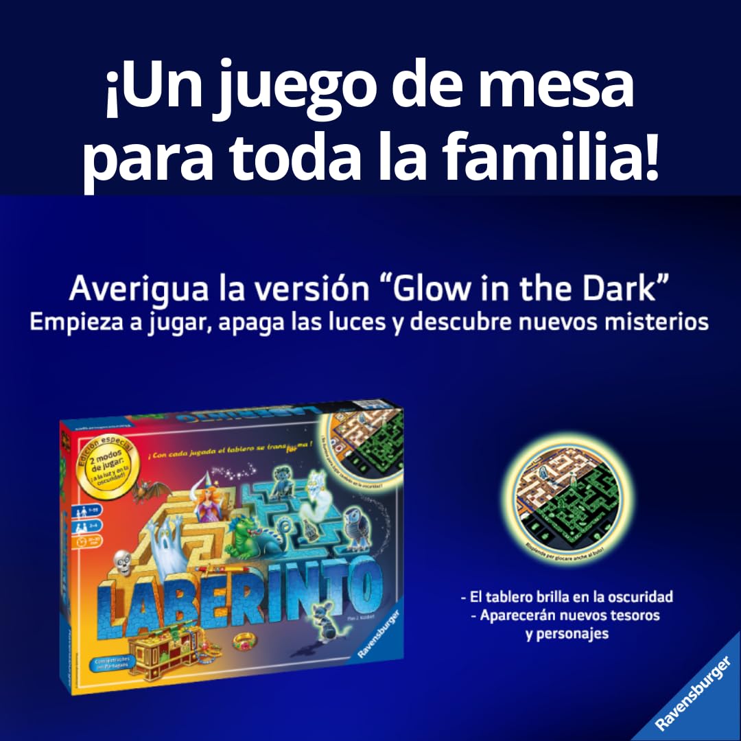 Ravensburger - Juego De Mesa 7 Años Laberinto Mágico | 2-4 Jugadores | Juegos De Mesa Familiares | Brilla En La Oscuridad | Juegos De Mesa Adulto | Board Games