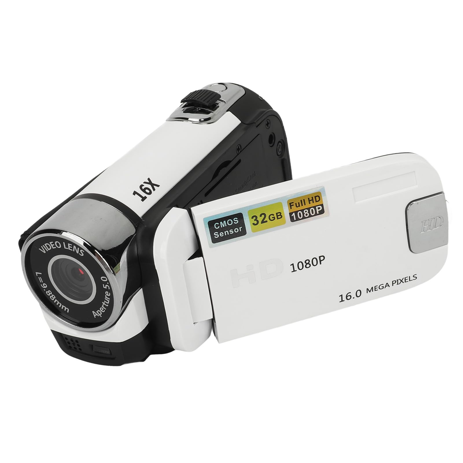 lyrlody Fotocamera Digitale da 16 MP, Registrazione Video 1080p, Display Rotante da 2,4 Pollici, Zoom Digitale 16x e Luce di Riempimento, per Viaggi, Matrimoni, Film per Bambini (WHITE)