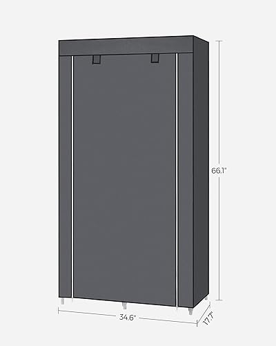 Miniatura 6 de SONGMICS URYG84GY - Armario portátil, organizador de almacenamiento de ropa con 6 estantes, 1 riel para colgar ropa, armario de tela no tejida,